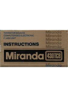 Miranda 430 TCB manual. Camera Instructions.
